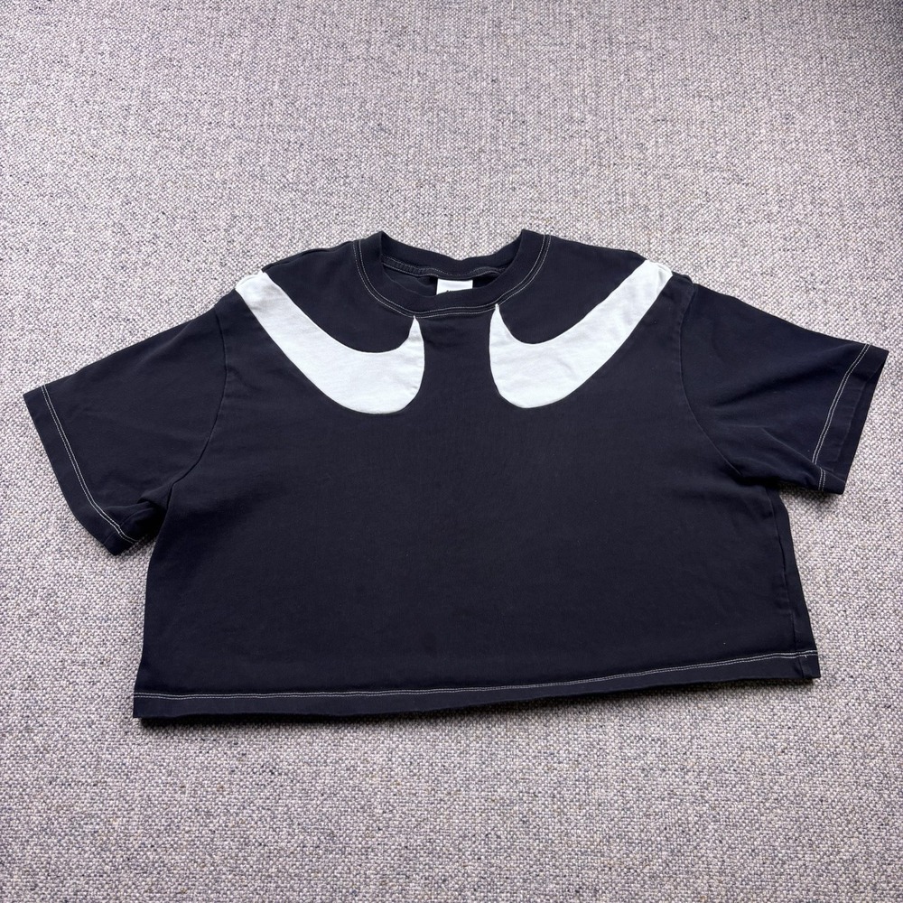Nike Sportswear Cropped Women's T-Shirt Black Size Medium Black White Big Swoosh